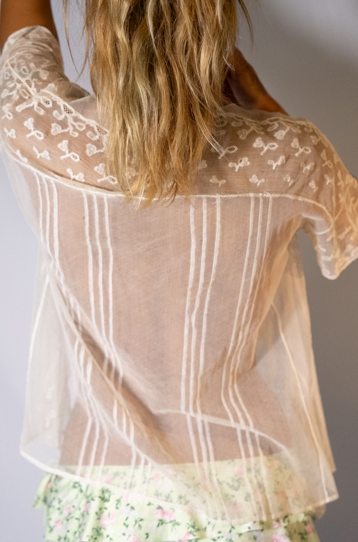 1930s cream floral lace top / blouse - Image 3