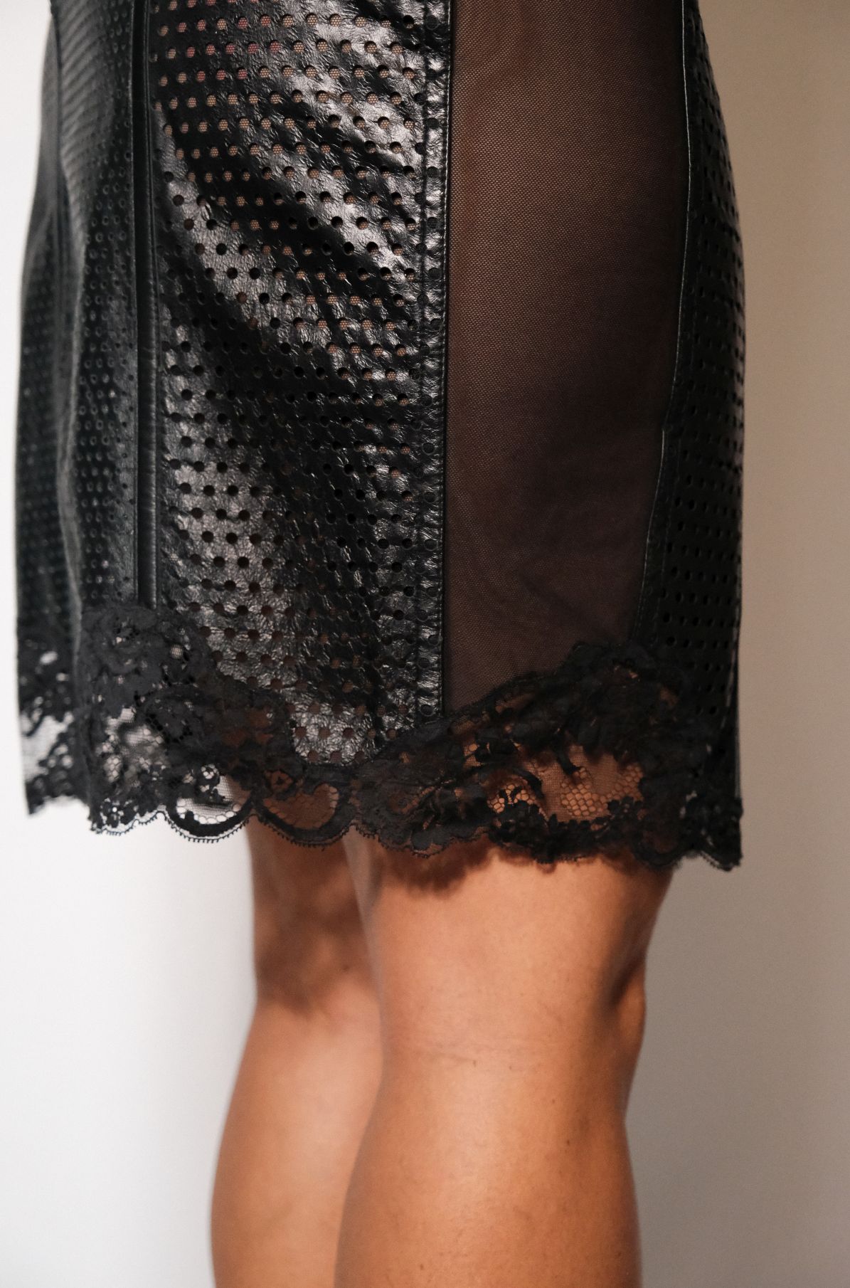Jean Paul gaultier - la perla leather lingerie slip lace dress - Image 4