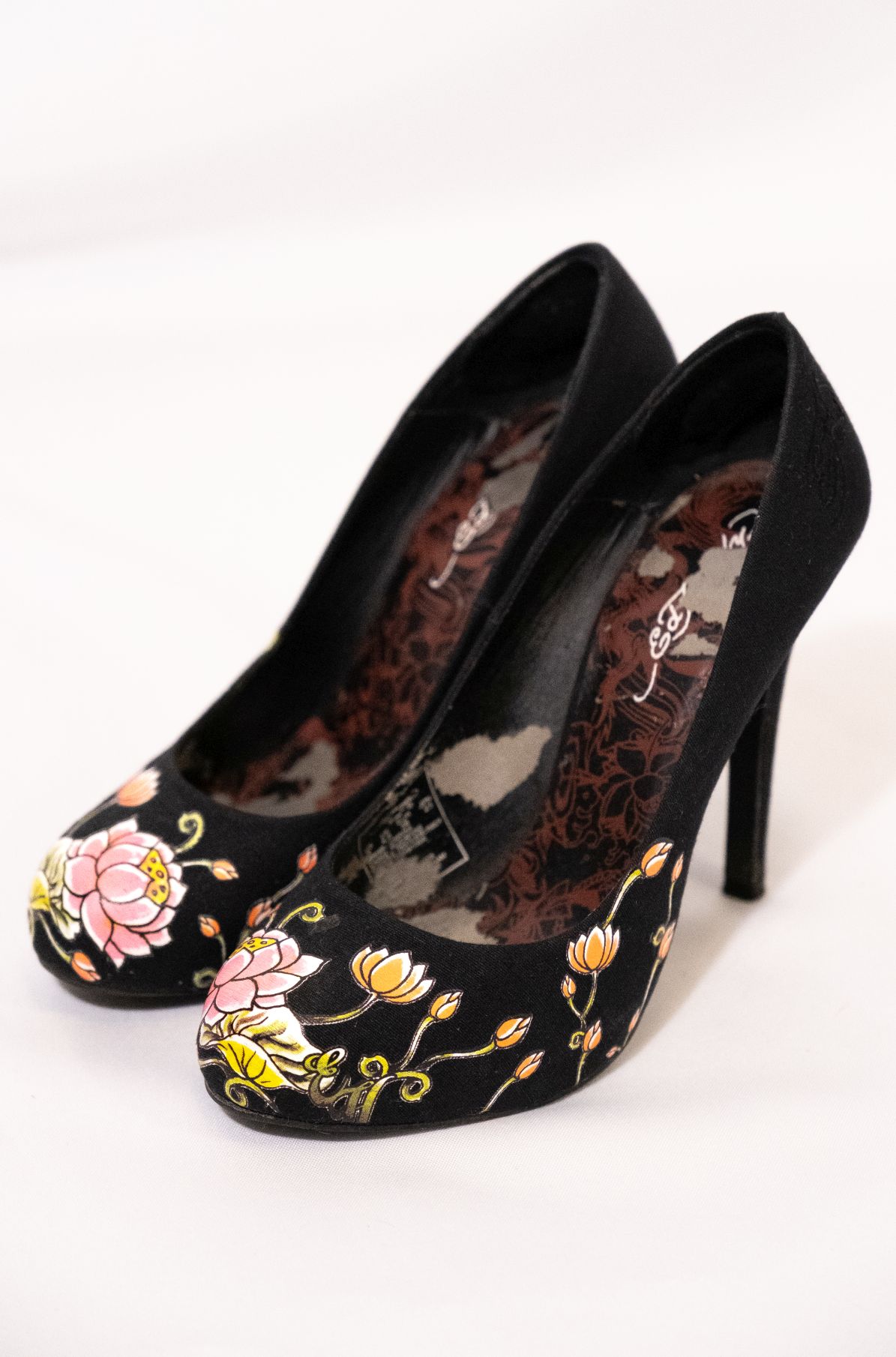 Ed hardy 2000s tattoo black printed floral heels - Image 3